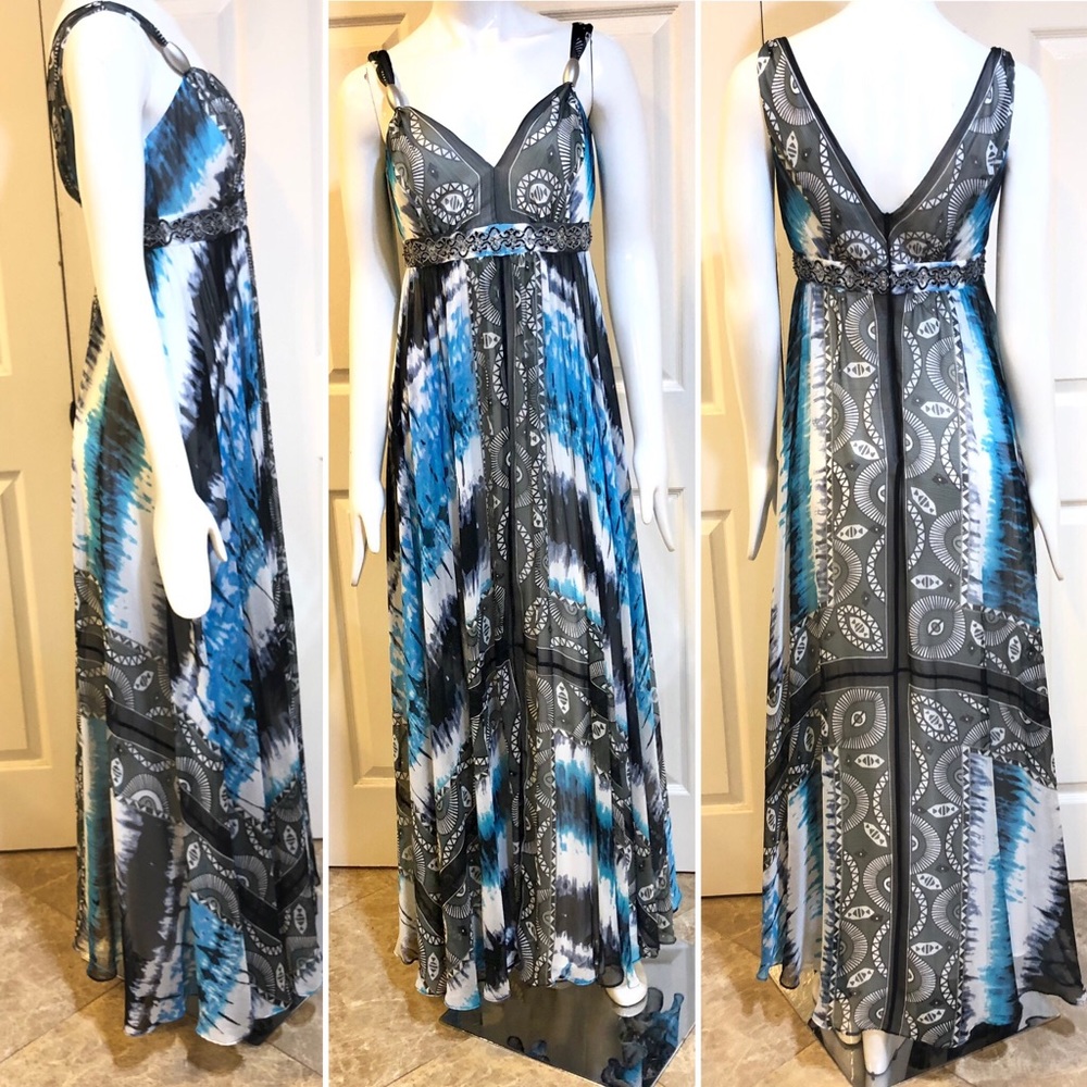 WHBM-Chiffon Maxi Dress-Beaded Empire Waist-Sz 2